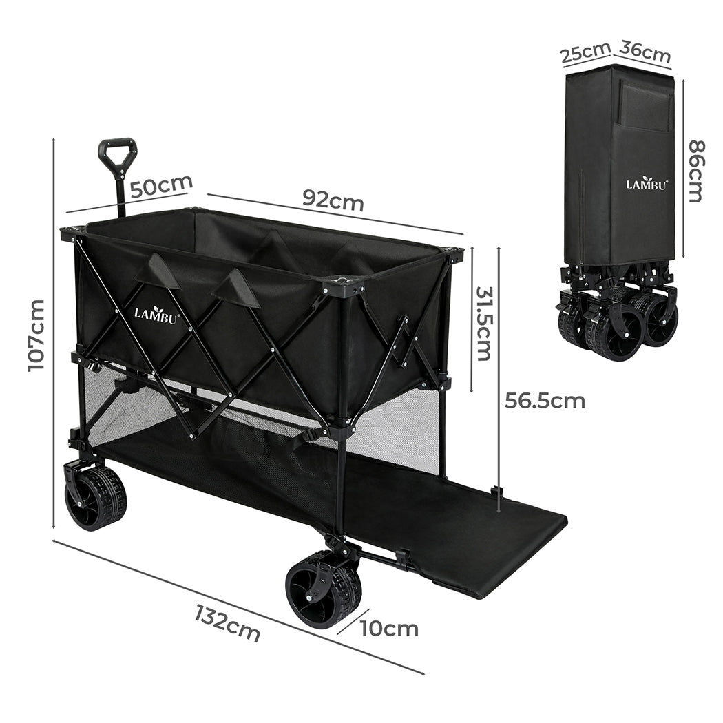 Lambu Folding Wagon Cart Double Shelves-1954802442352857090