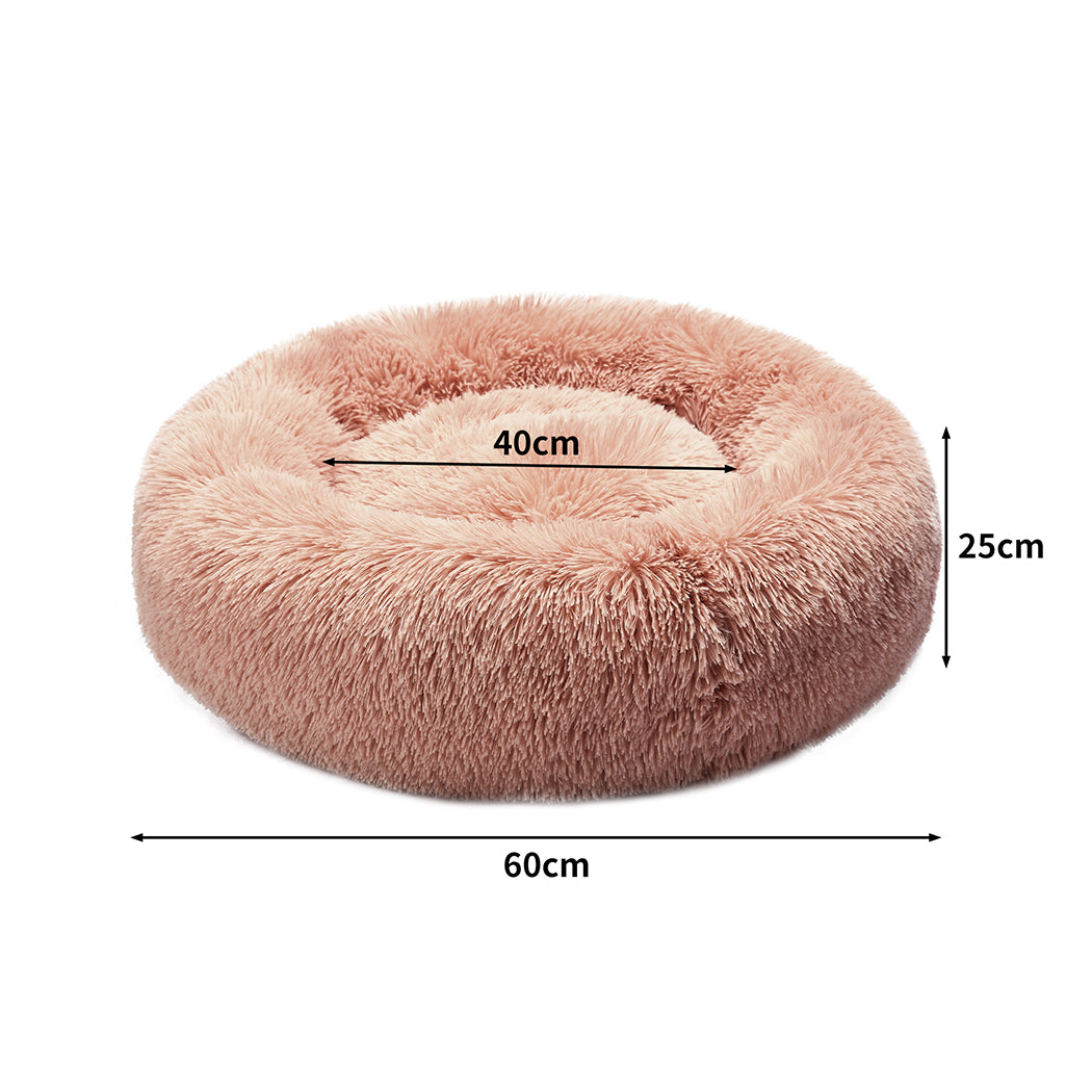 PaWz Pet Bed Cat Dog Donut Nest Calming M Pink Medium-1954802760847331329