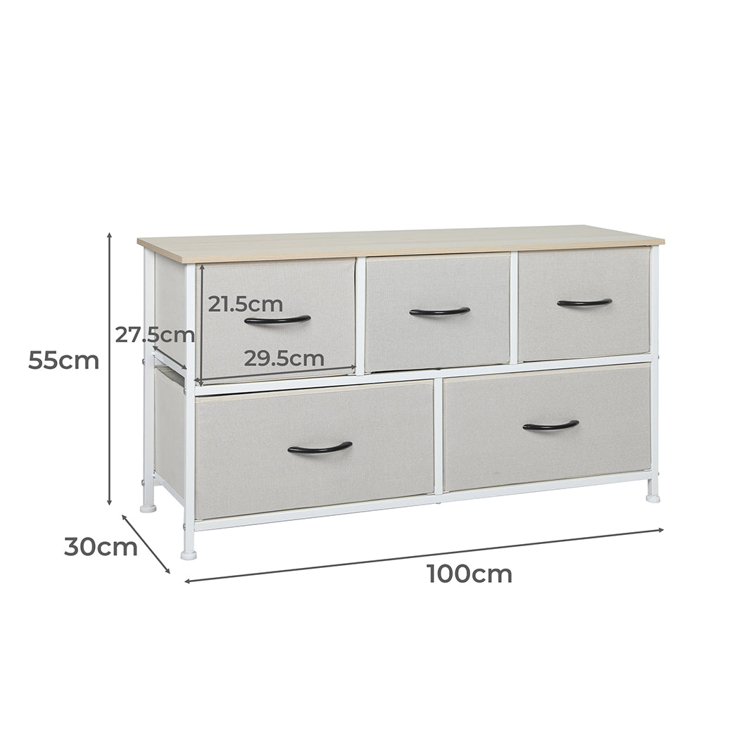 Levede Storage Cabinet Tower Chest Beige-1954802982222696450