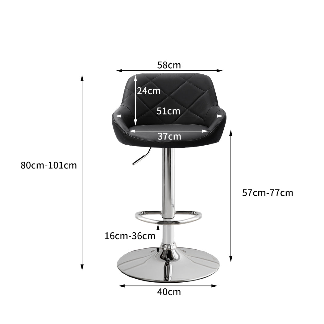 Levede 2x Bar Stools Kitchen Barstools Black-1919892919079276546
