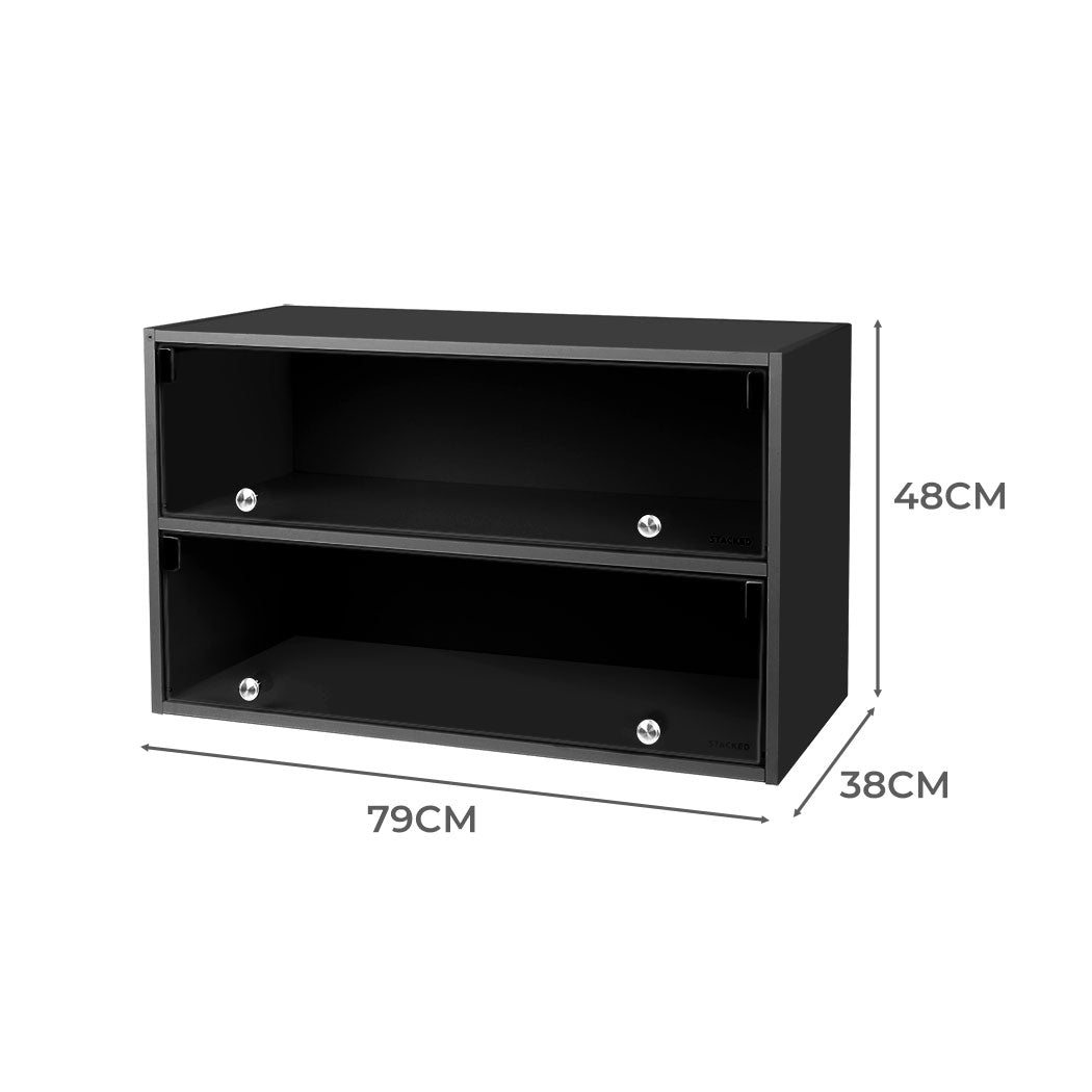 Stacked Shoes Storage Cabinet LED Sneaker Black-1910112531905646594