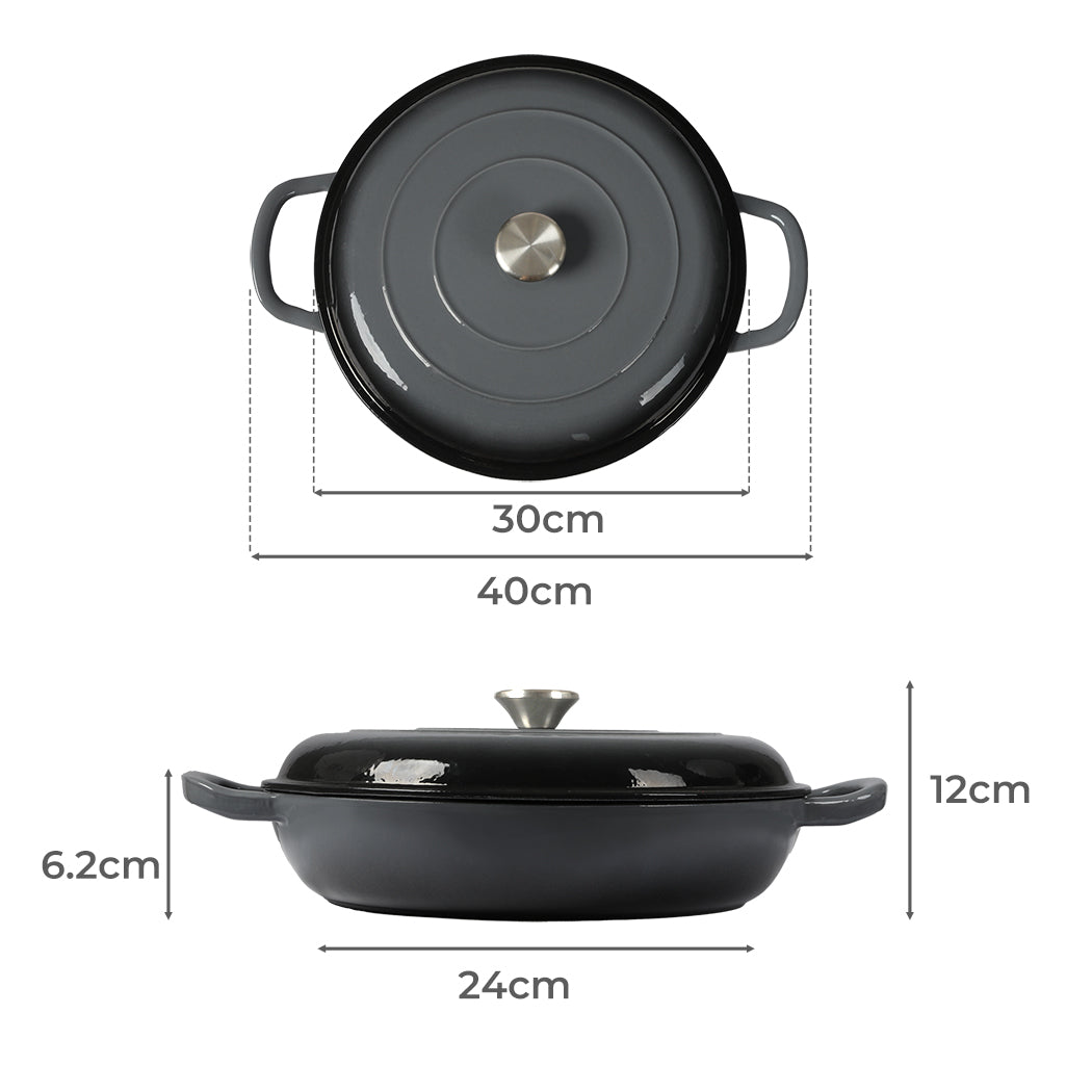 3.5L Enamel Dutch Oven Pan in Black Colour-1910113168806514690