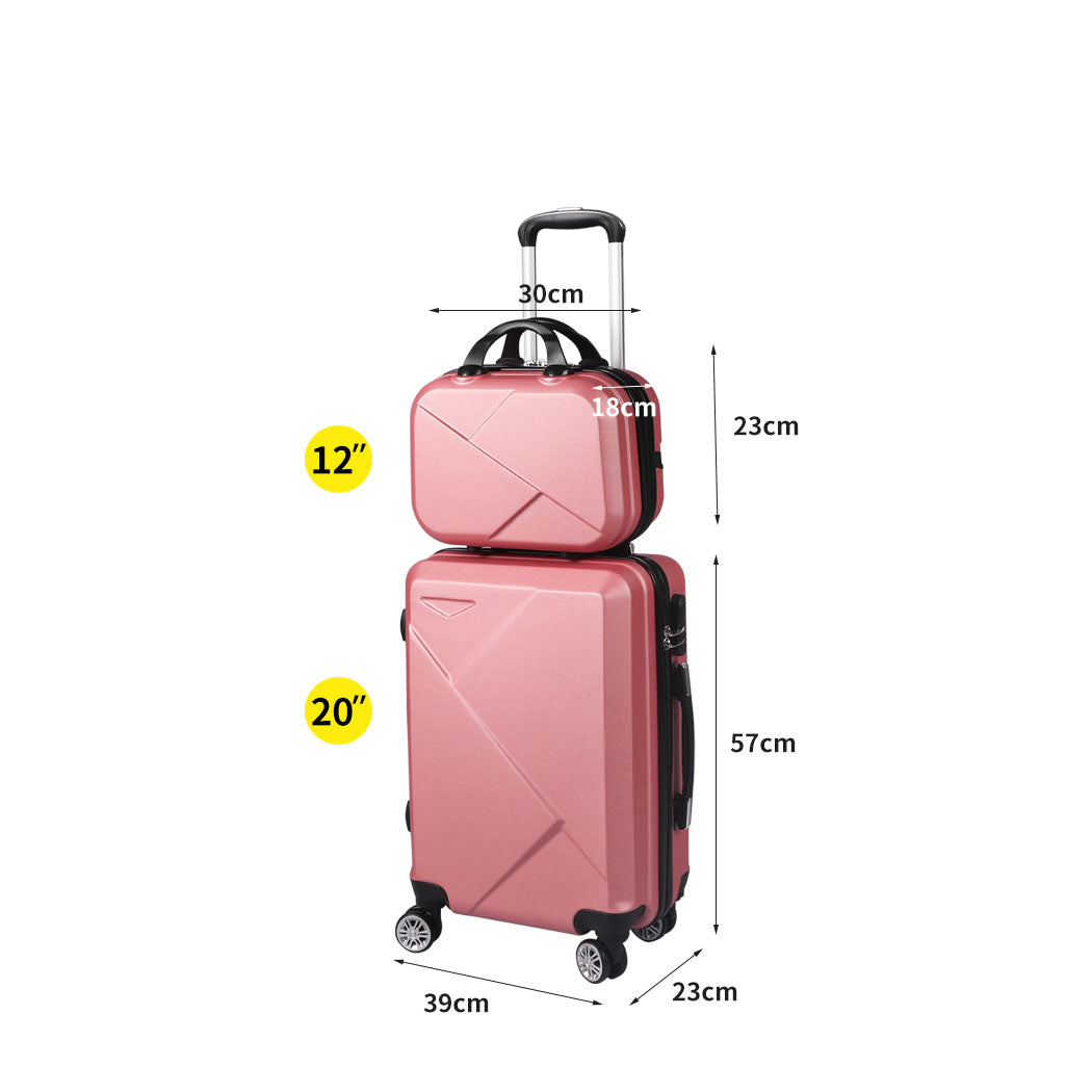 Slimbridge 2pcs 20"Travel Luggage Set Rose Gold-1954802808876306434