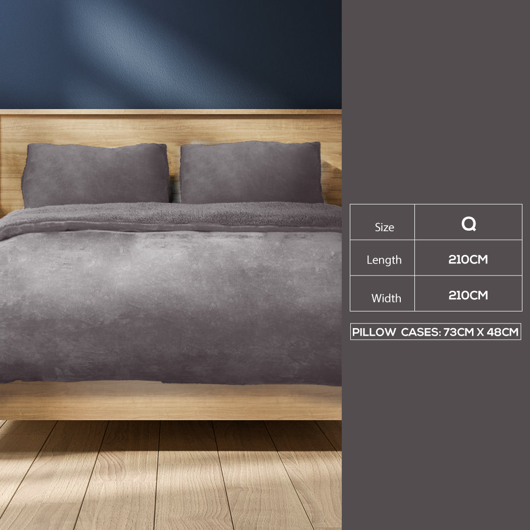 Quilt Cover Bedding set Flannel Queen Silver-1910113193485799426