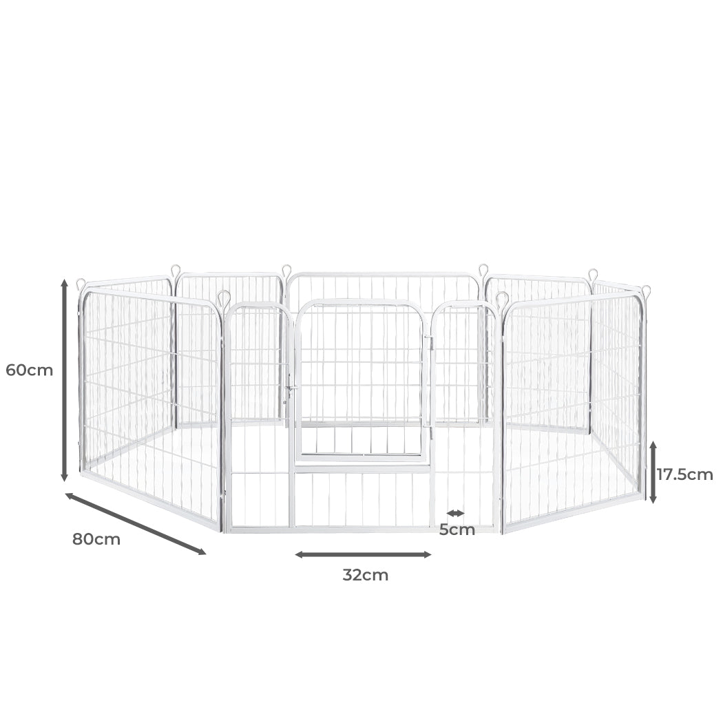 PaWz 8 Panel 24'' Pet Dog Playpen Puppy White 24 inch-1973193827246280705