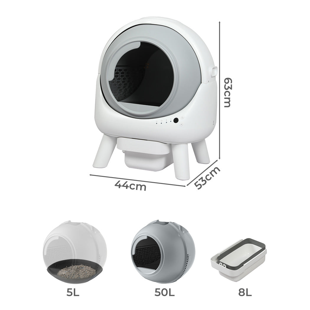 PaWz Smart Self Cleaning Cat Litter Box APP Control White-1973193547075162113