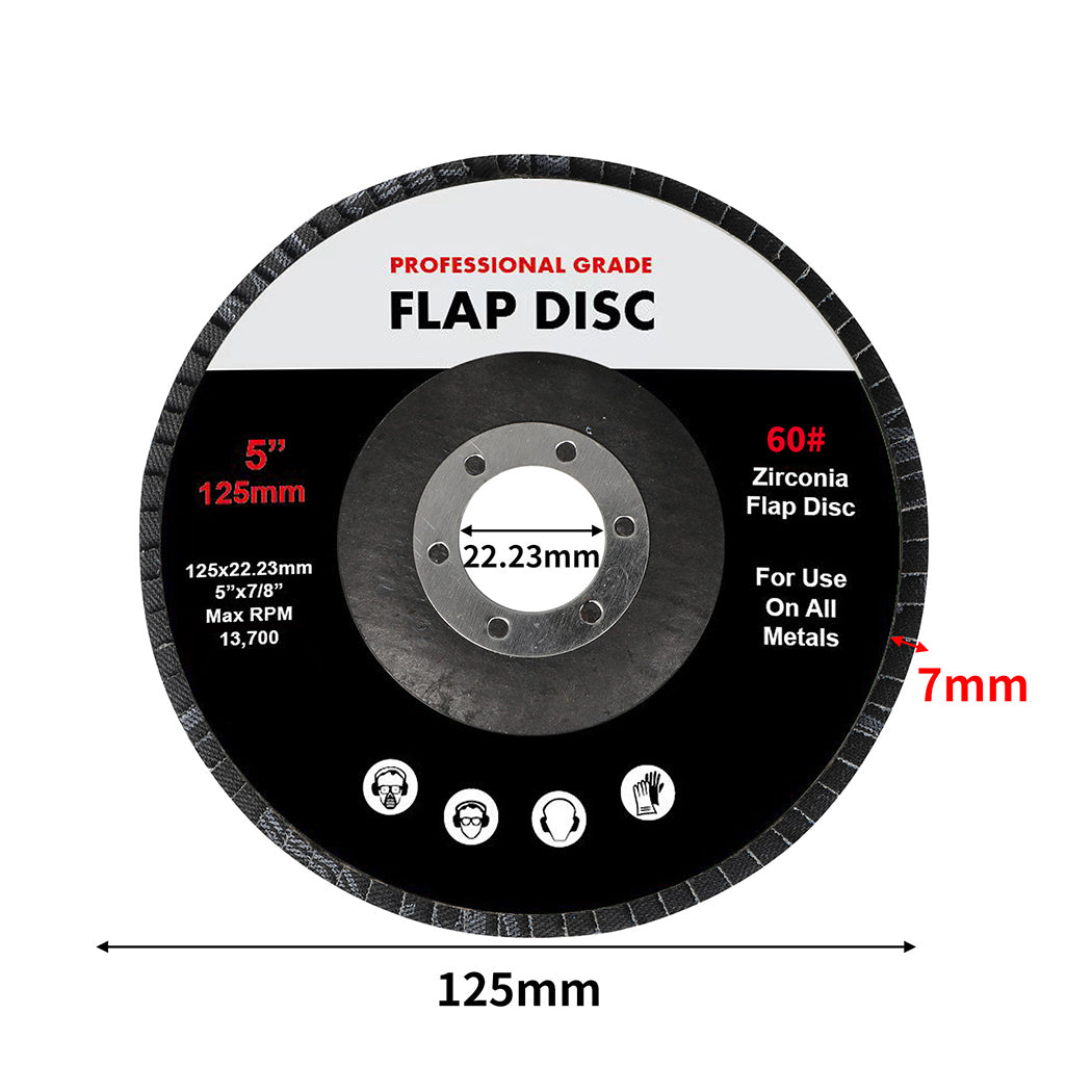 Traderight Flap Discs 125mm 5" Zirconia 2x10m 20SQM-1910113107695505410