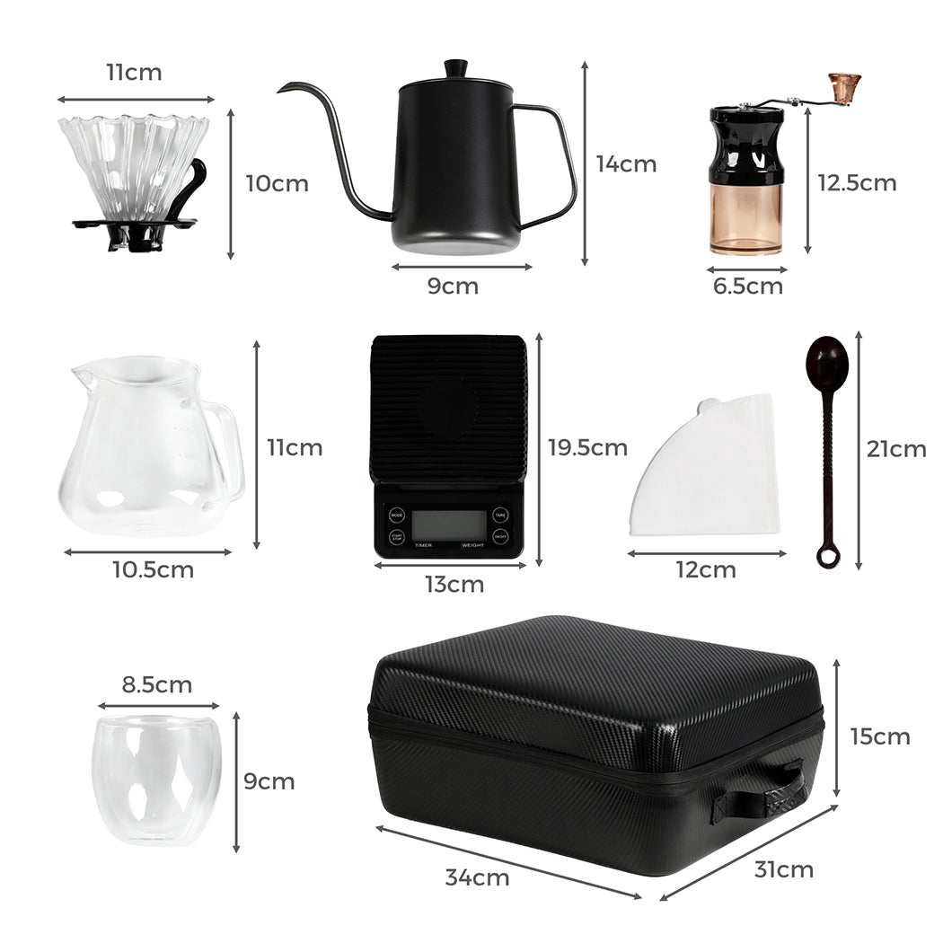 Pour Over Coffee Maker Set Dripper Pot Kettle Filter with Grinder-1910112620829085698