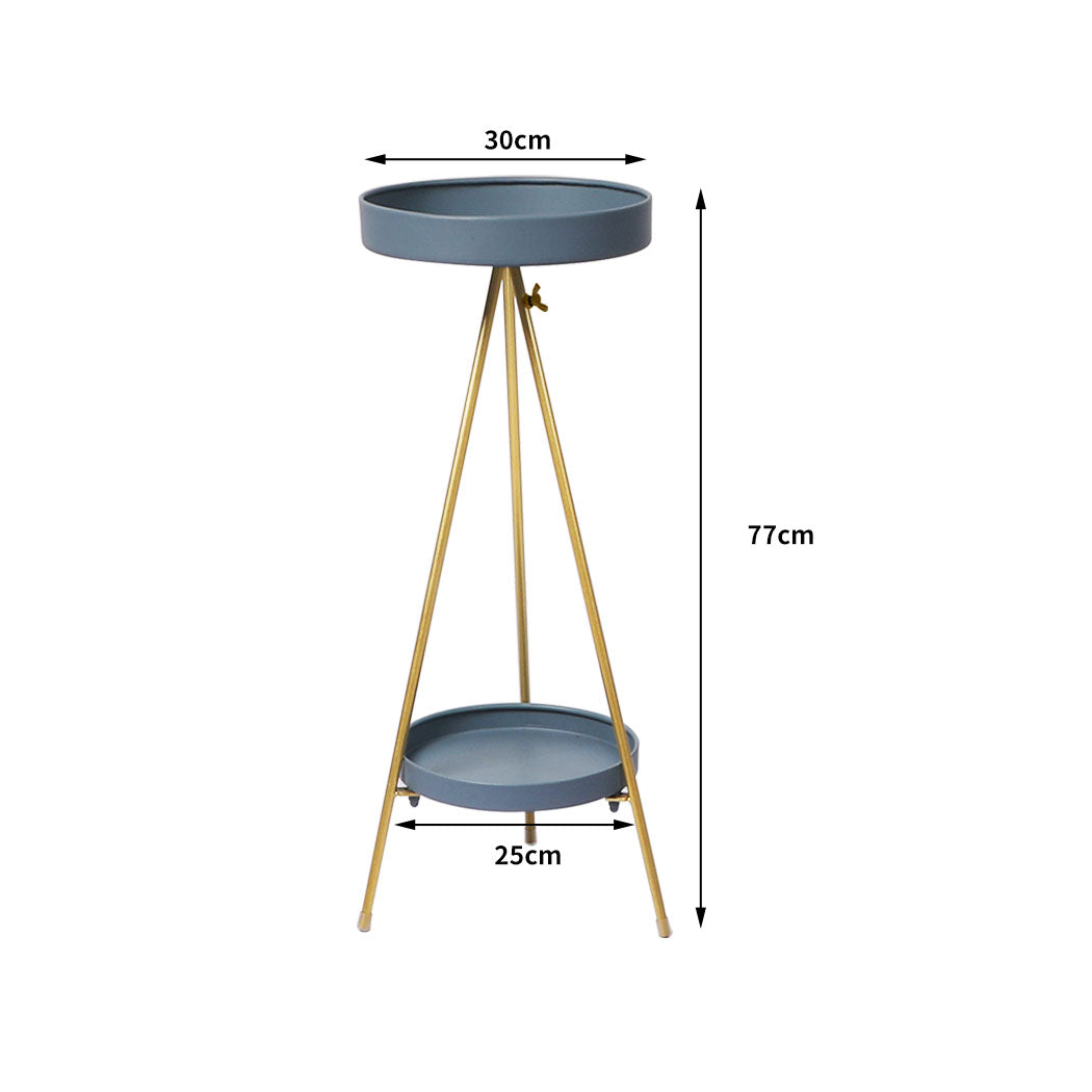 Levede Plant Stand 2 Tiers Outdoor Indoor Grey Gold Large-1910112302724681730