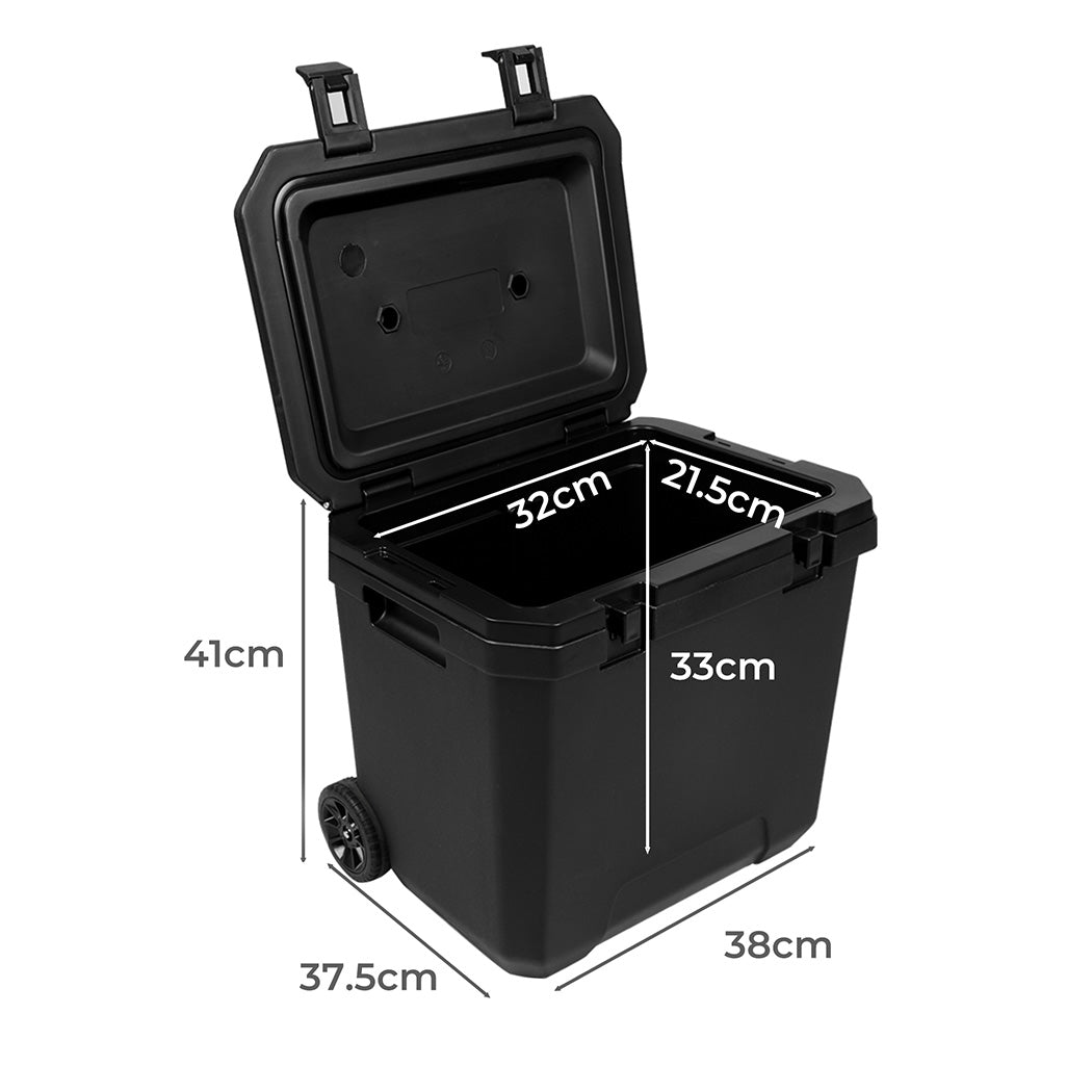 Mountview Cooler Ice Box 27L/43L Portable Chest Trolly For Camping BBQ Picnic-1963748908337336322