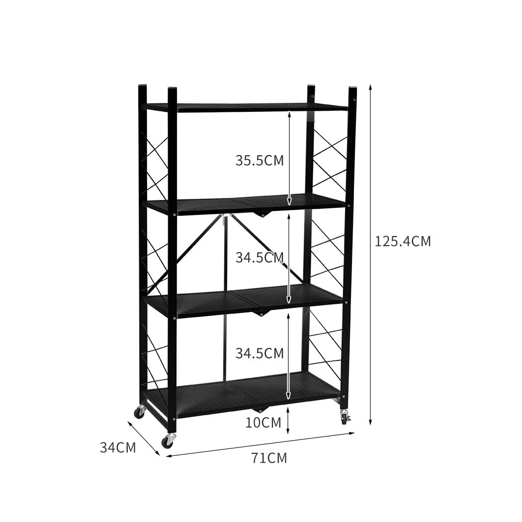 Levede Foldable Storage Shelf Display Black 4 Tiers-1919892859331416066
