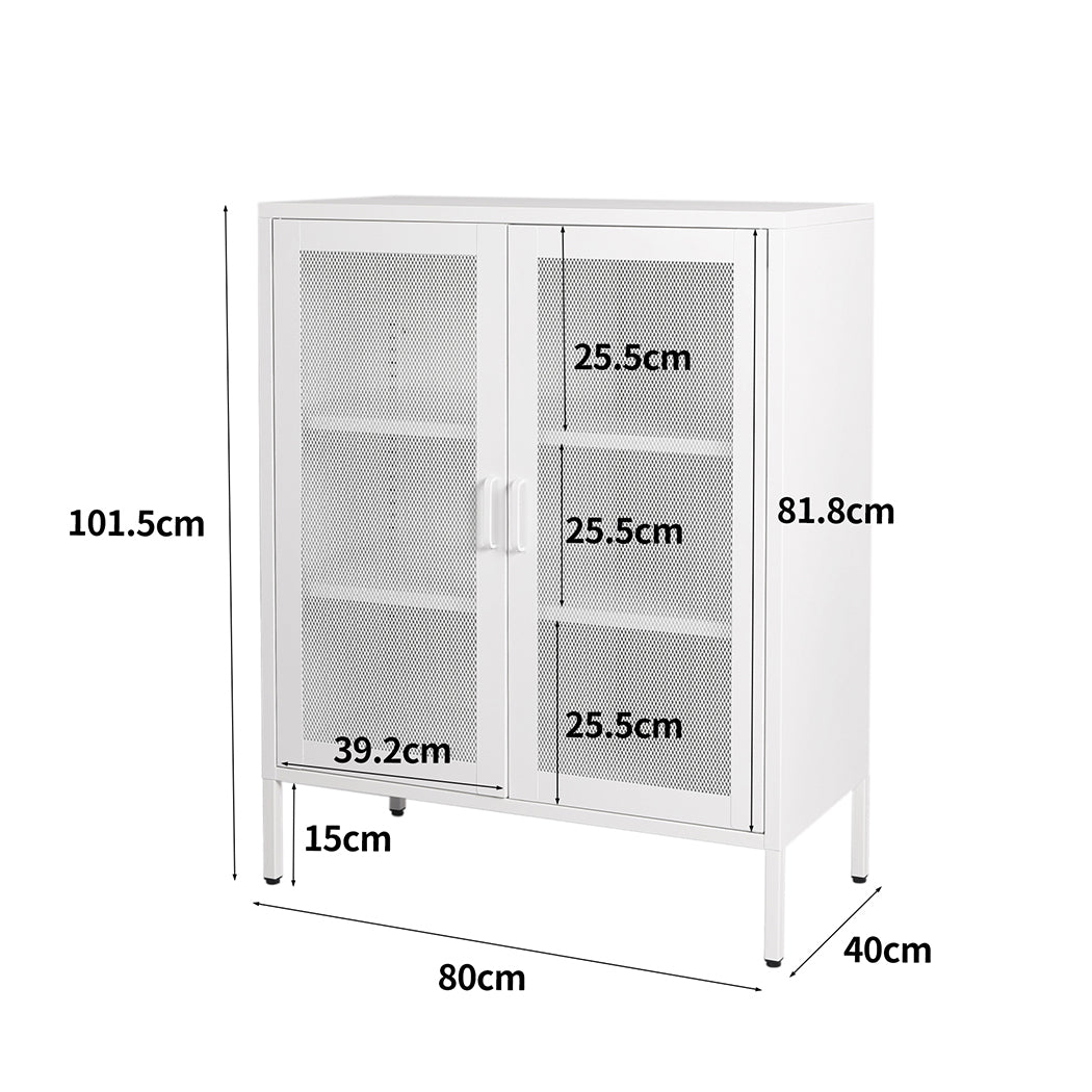 Levede Storage Cabinet Steel Kitchen White-1954802986463137794