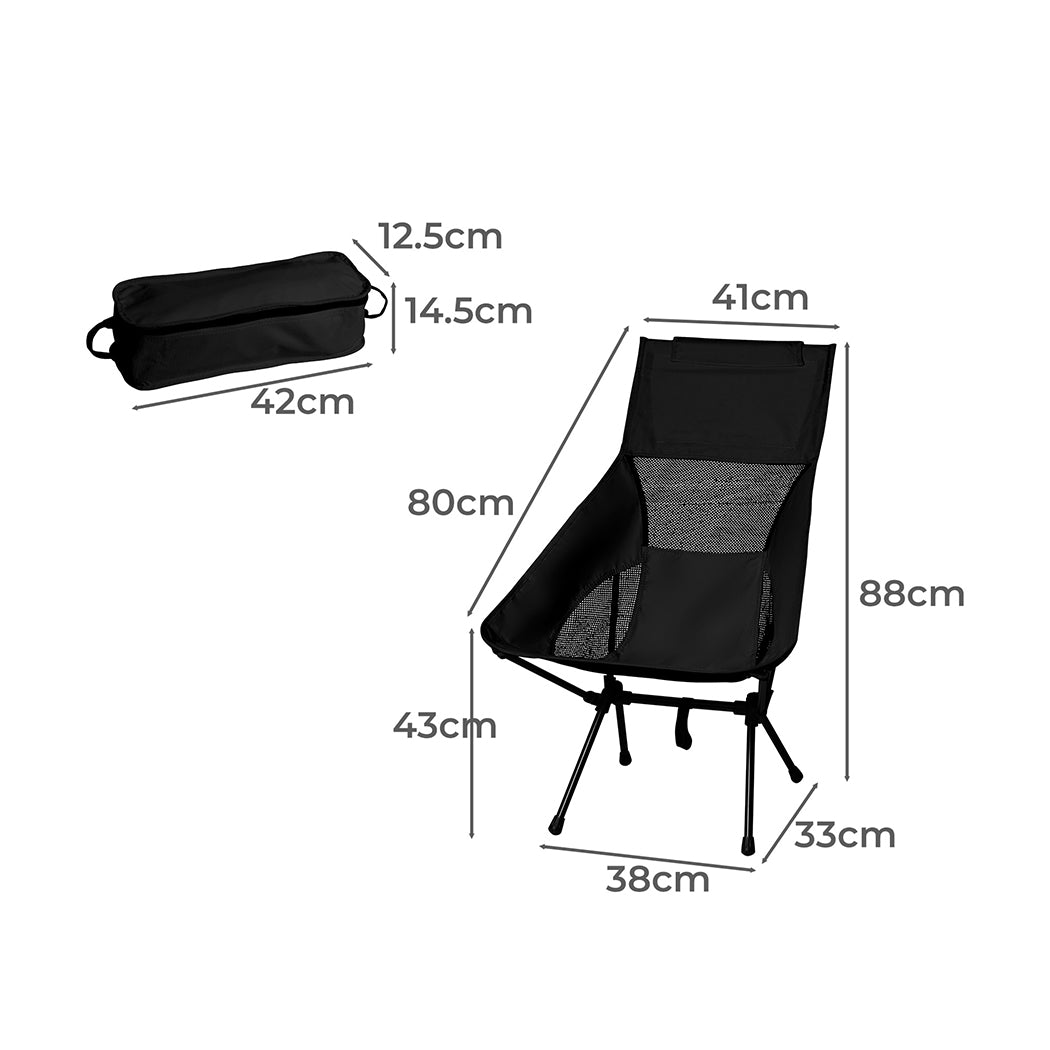 Levede Camping Chair Folding Outdoor Large Black-1954802882733805569