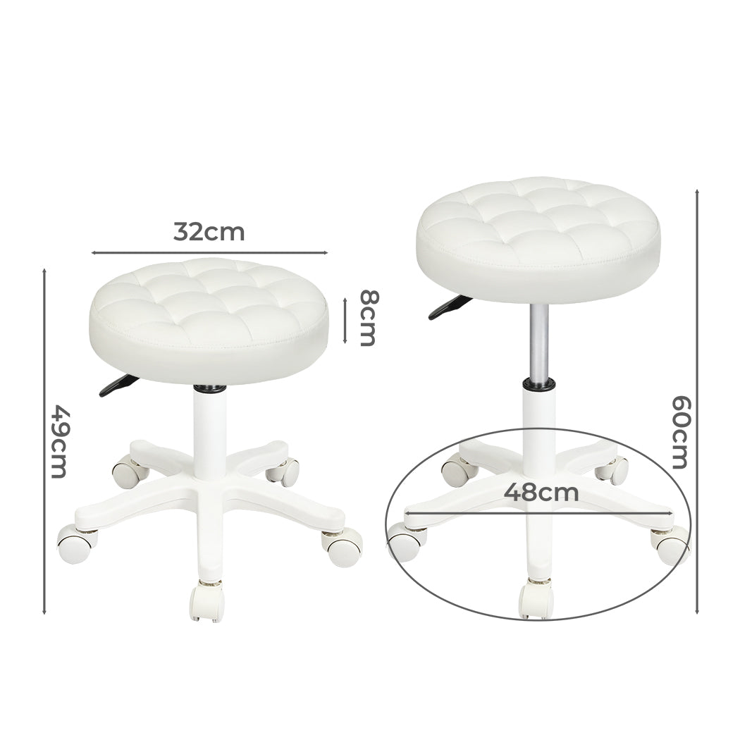 Levede 2x Rolling Bar Stool Swivel Salon SPA Chair Beige-1973194181673357314