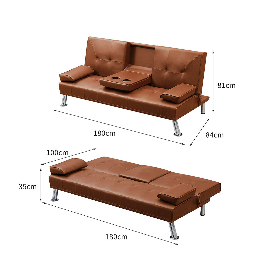Levede Sofa Bed Adjustable Recliner Brown-1954803010827849730
