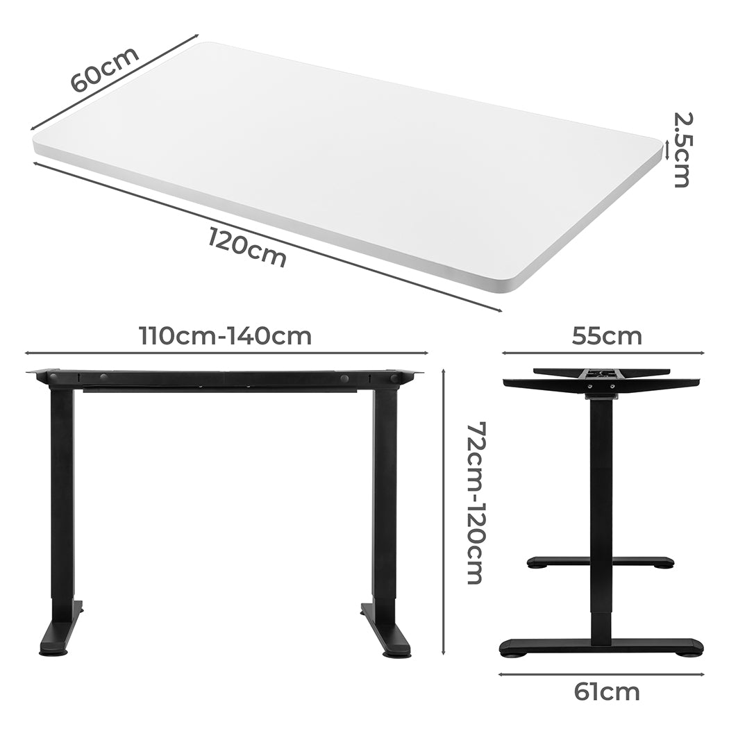 Levede Motorised Standing Desk Adjustable 120cm White 800x 1.5MM-1954803016272056321