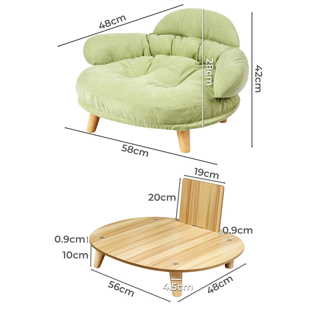 Pawz Elevated Pet Dog Cat Sofa Bed Couch L Size Green-1954802452750536705