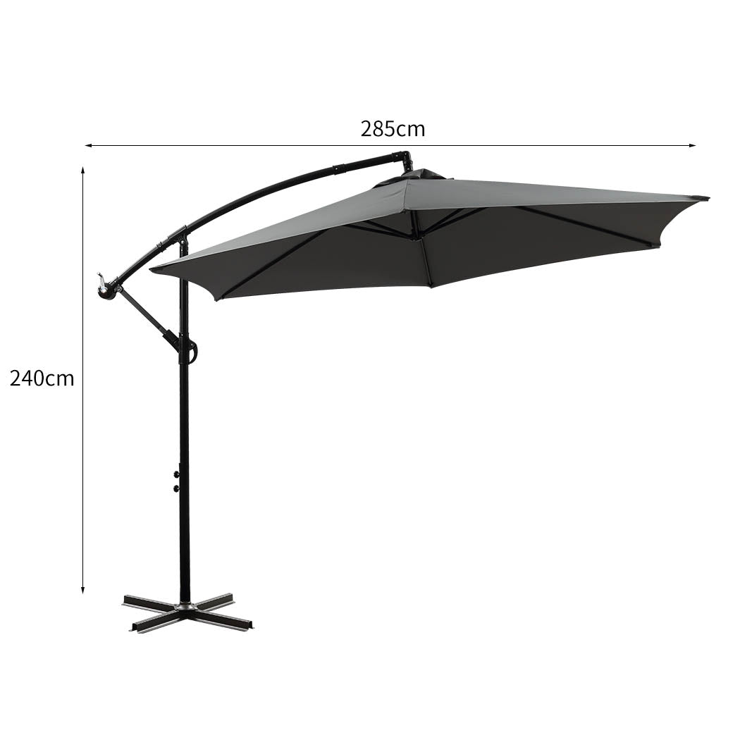 Mountview 3M Outdoor Umbrella Cantilever Grey Without Base-1954802871002337282