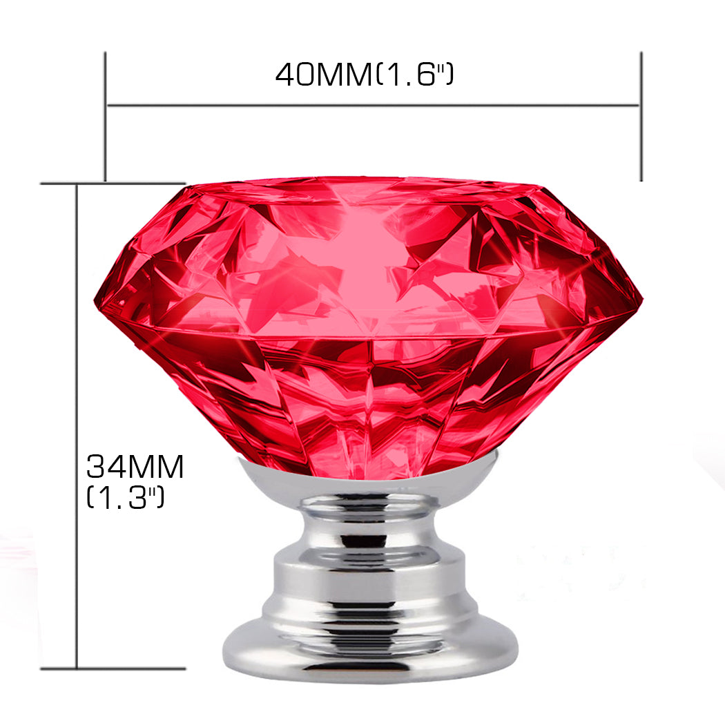10 Pcs 40mm Red Diamond Shape Glass-1910113023985586178