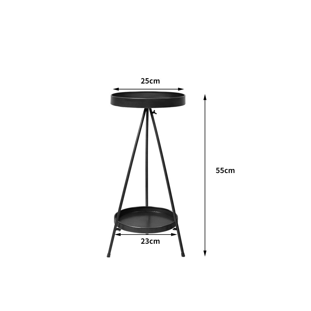 Levede Plant Stand 2 Tiers Outdoor Indoor Black Medium-1954802668568449026