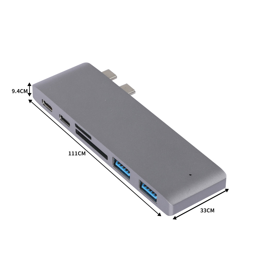 USB 3.0 Type-C HUB 6 Port Powered Adapter Grey-1954802839679275009