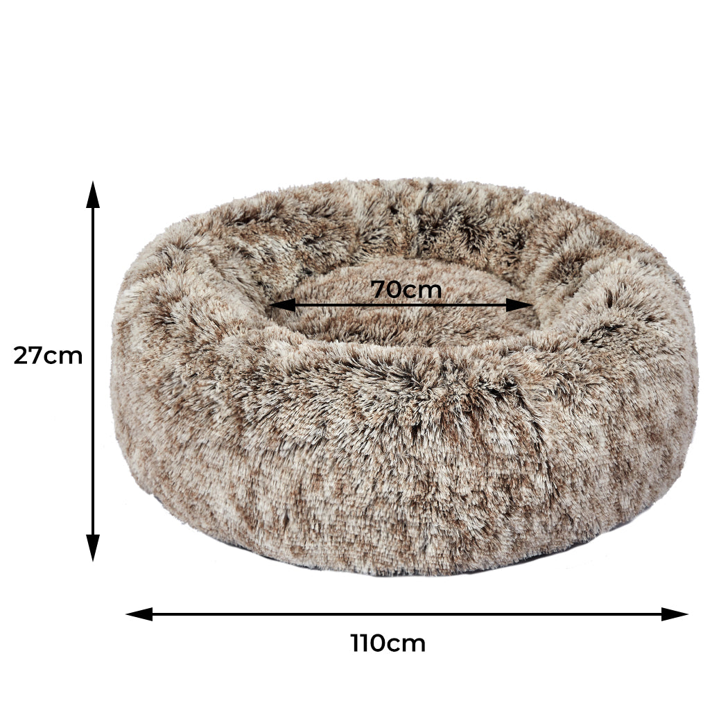 PaWz Pet Bed Cat Dog Donut Nest Calming XL Brown X-Large-1954802519809069057
