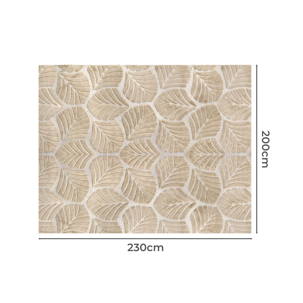 Marlow Floor Rug Soft Embossed Carpet Non Slip Plush Shaggy Rugs Leaf Pattern-1954802391215902721