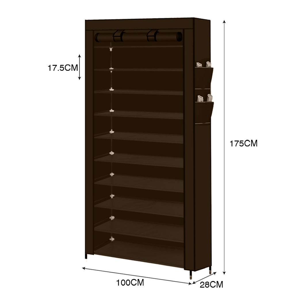 Levede 2pcs 10 Tier Shoe Rack Storage Brown-1954802681541431298