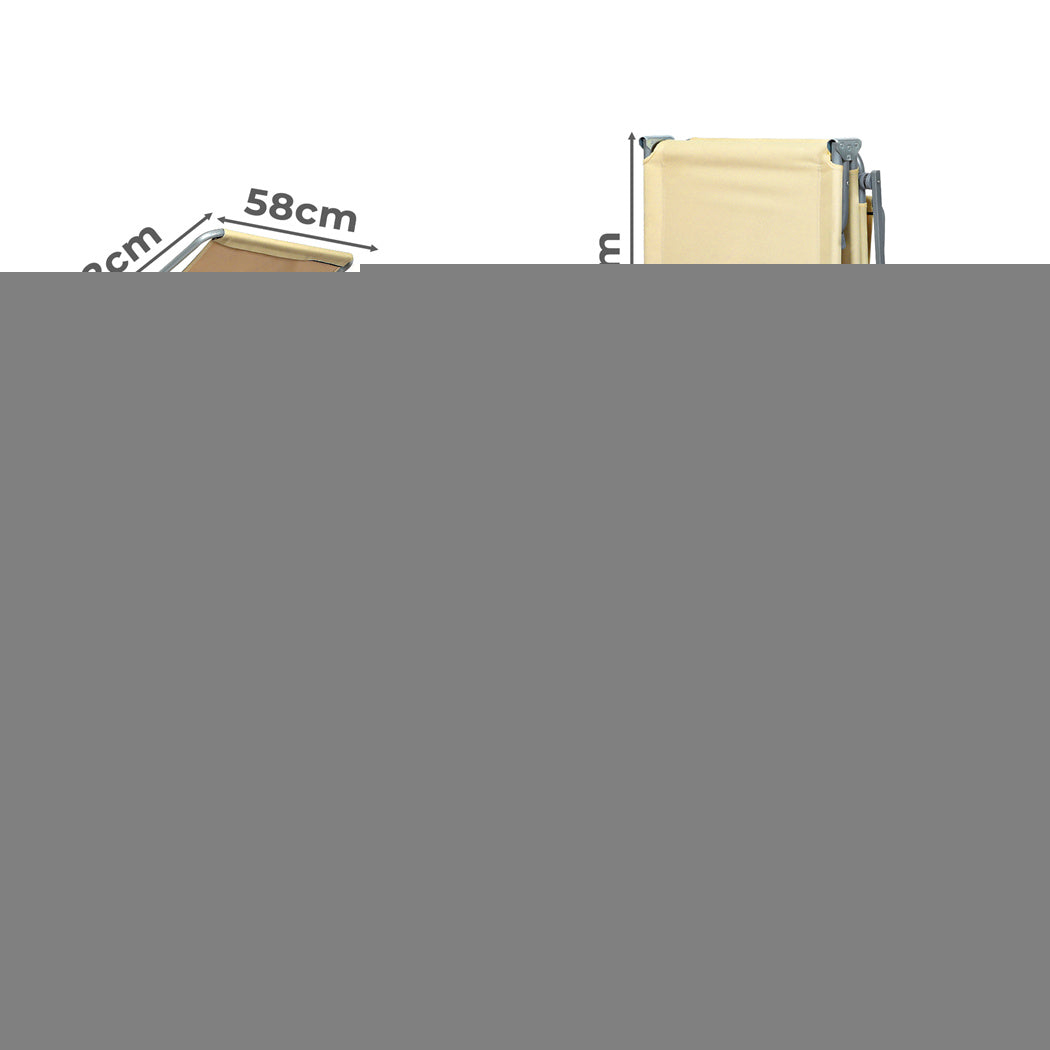 Levede Foldable Lounge Chairs with Canopy Khaki-1954802423142944770