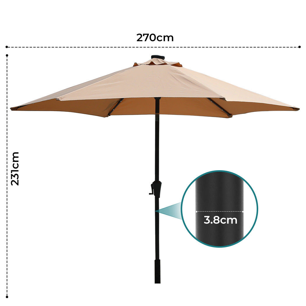 Centra 2.7M LED Outdoor Umbrella Base Stand Khaki-1910112247133376514