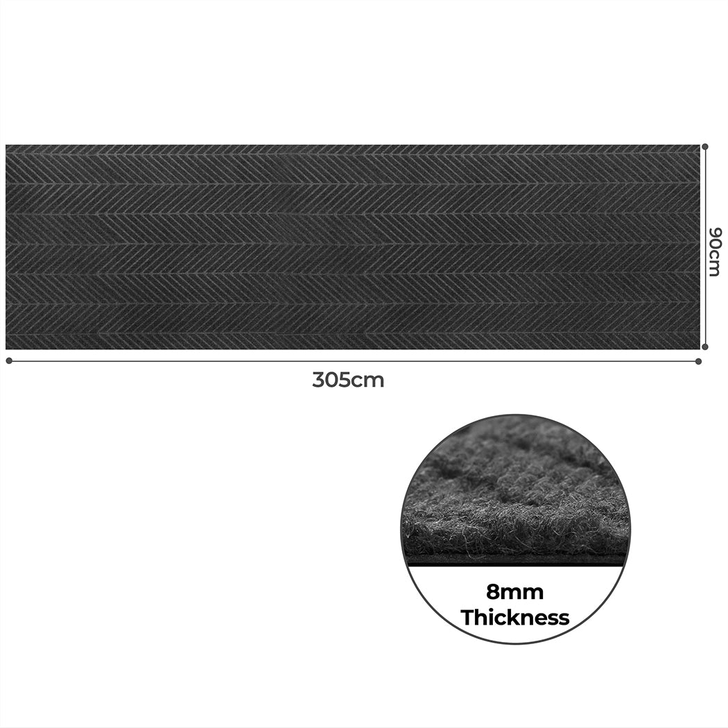 Marlow Extra Large Floor Rug Non Slip 90cm x 305cm Grey-1954802462921723906