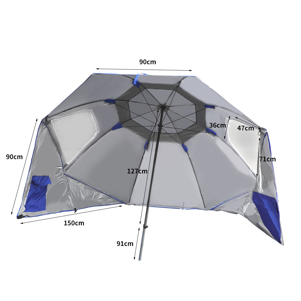 Mountview Beach Umbrella Outdoor Umbrellas Blue 2.33M-1954802645210370050