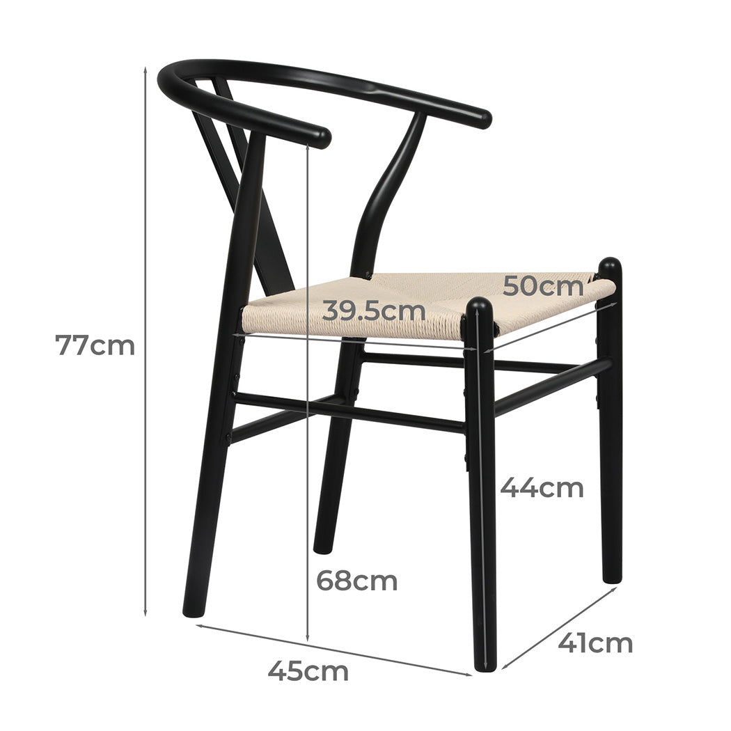 Levede 6x Dining Chairs Wooden Hans Black-1973193556642369538
