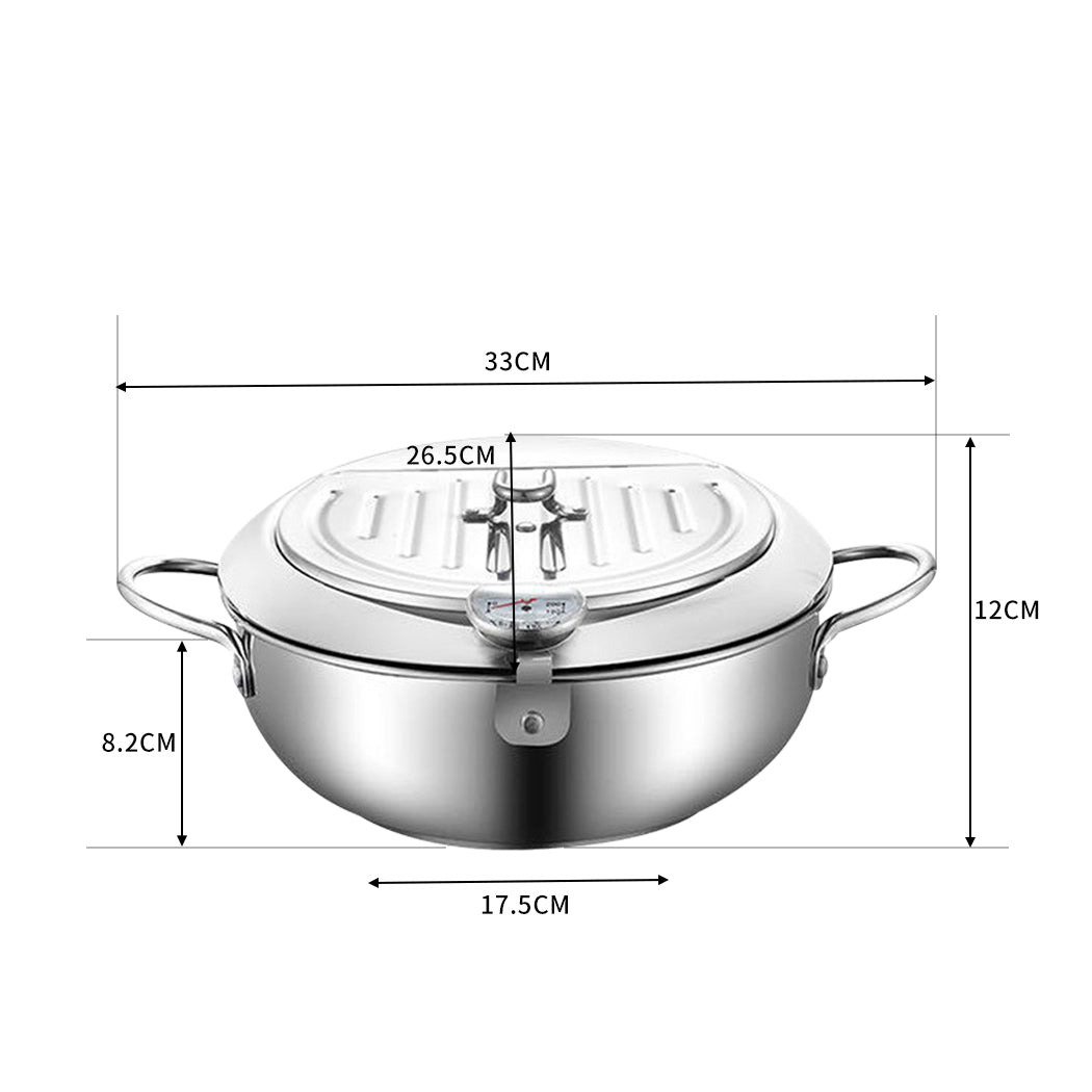 TOQUE 24cm Japanese Deep Frying Pan Silver-1910113166386401281