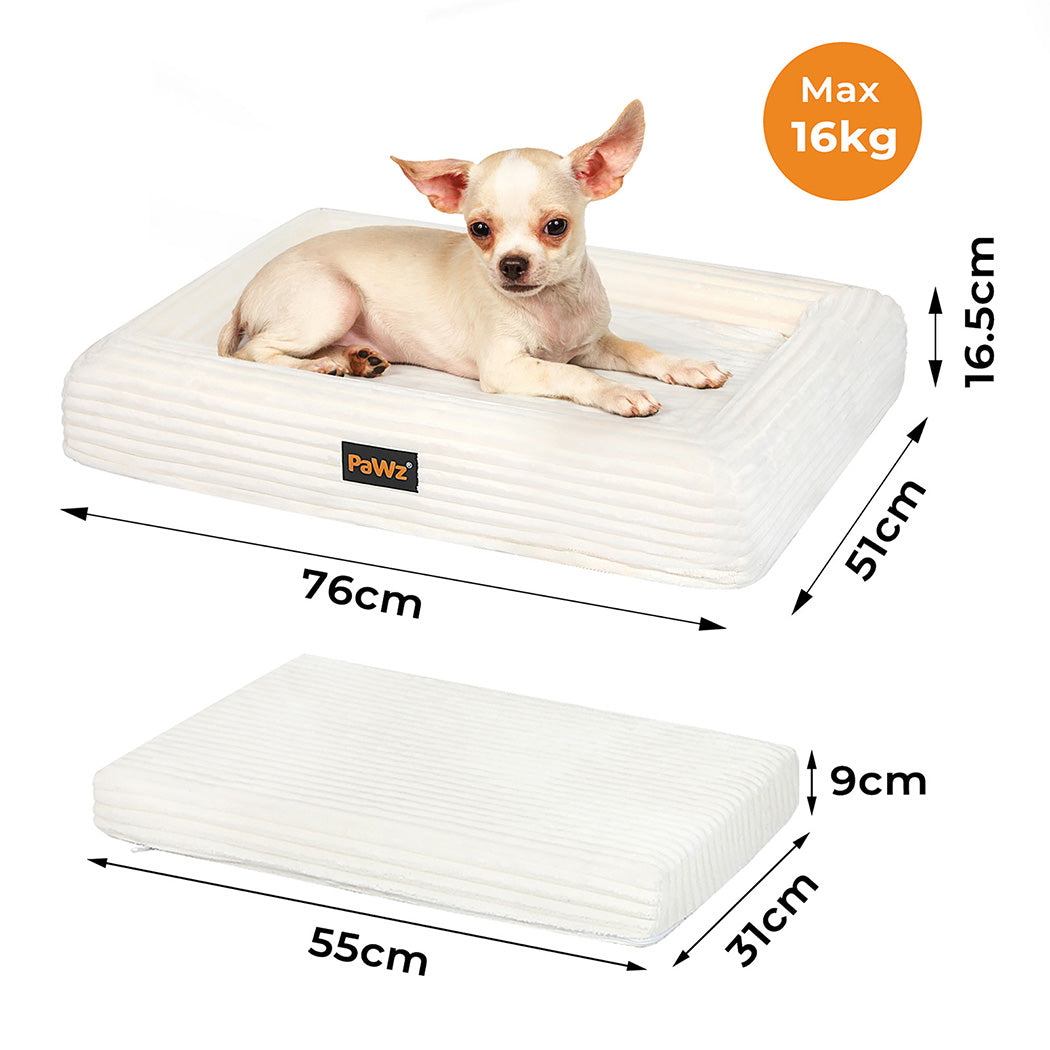 Pawz M Size Orthopedic Dog Bed with Corduroy Removable Cover Waterproof Washable Beige-1973193547834331138