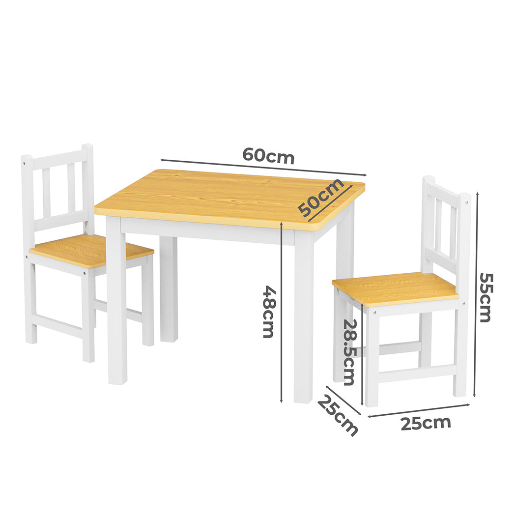 Bopeep Kids Table and Chairs Set Wooden 3PCS Study Play-1954802474082766850