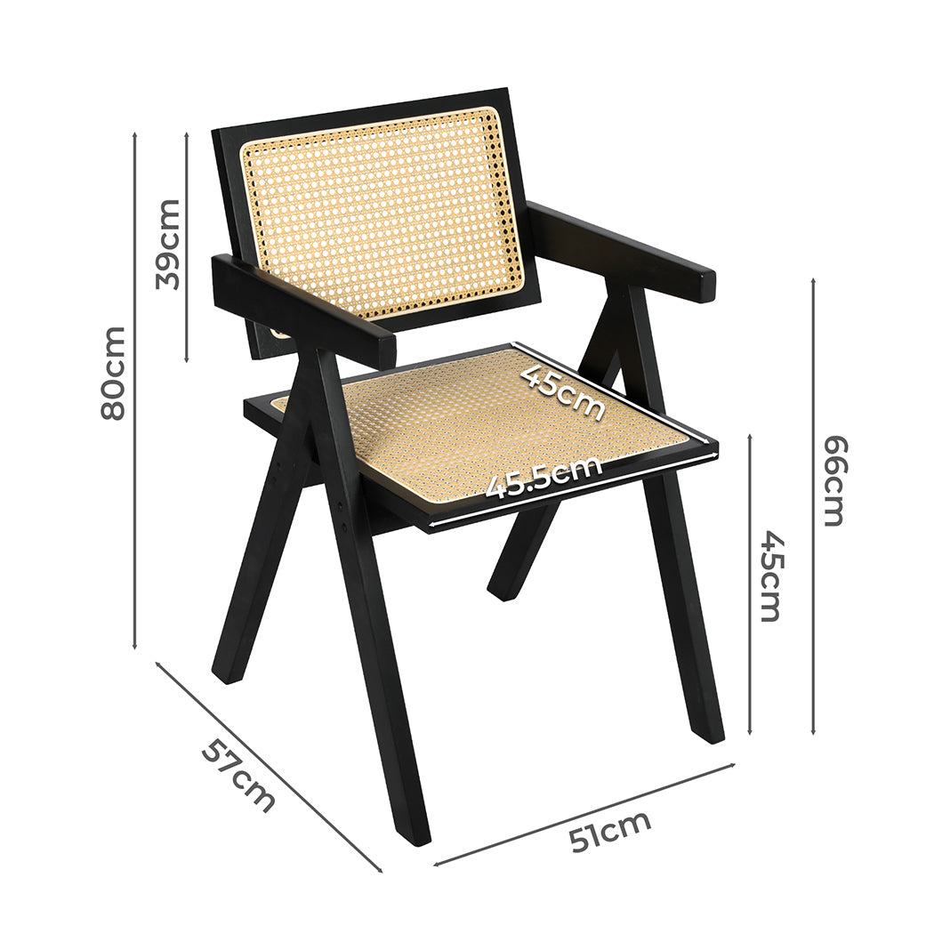 Levede 1x Black Wicker Armchair Dining Chair-1910113297844277249