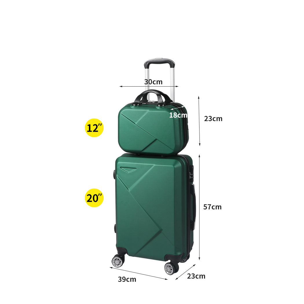 Slimbridge 2pcs 20"Travel Luggage Set Green-1954802808154886146
