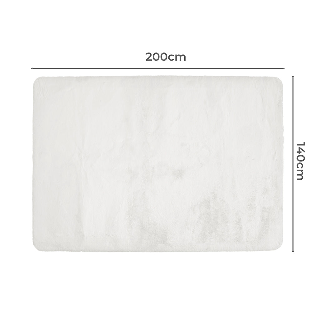 Marlow Floor Rugs Area Rug Fluffy Faux 140X200CM White-1919892882374922242