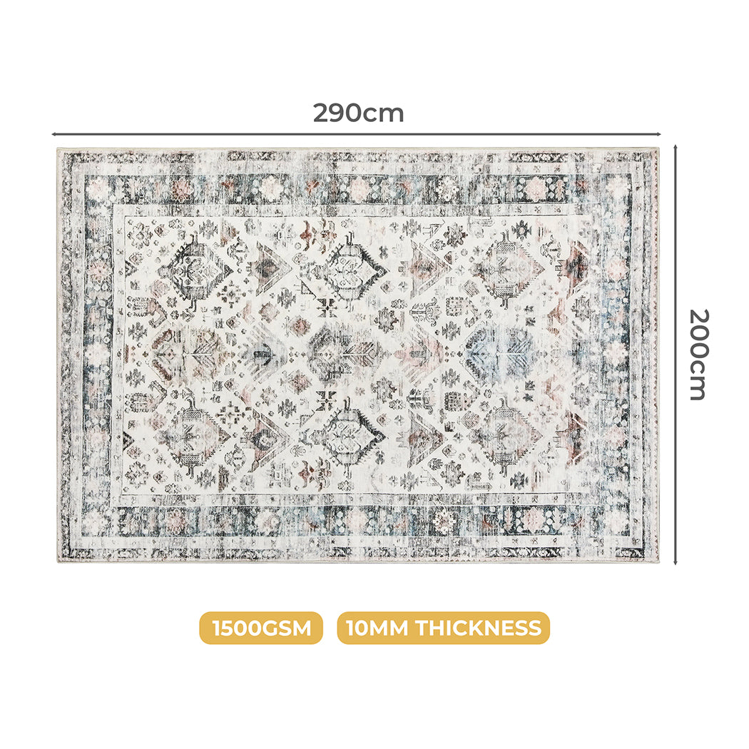 Marlow  Floor Rug Vintage Short Pile Washable Carpet Soft Plush Non Slip 200x290-1954802389378797569