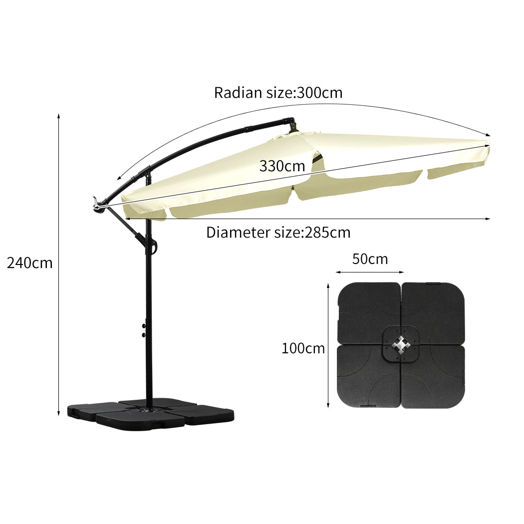 Mountview 3M Outdoor Umbrella Beach Beige With Base-1910112909397200897