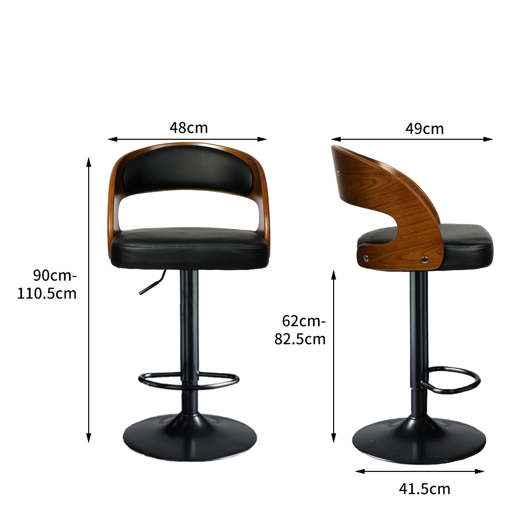 Levede 1x Kitchen Bar Stools Gas Lift Black-1910113240550084610