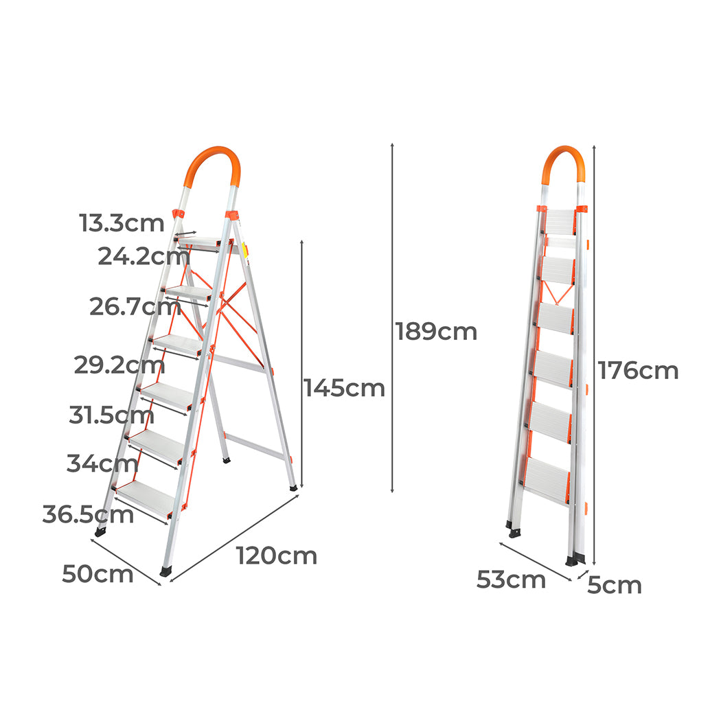 Traderight 6 Step Ladder Folding Aluminium-1954802743508078593