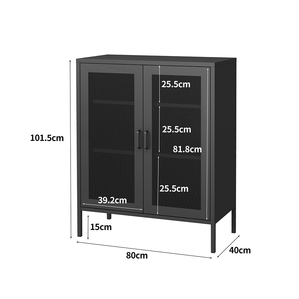 Levede Storage Cabinet Steel Kitchen Black-1954802986257616898
