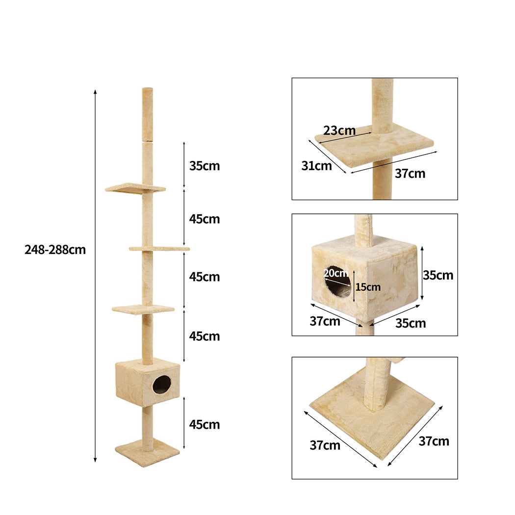 PaWz Cat Scratching Post Tree Cubby Beige-1910112461793660930