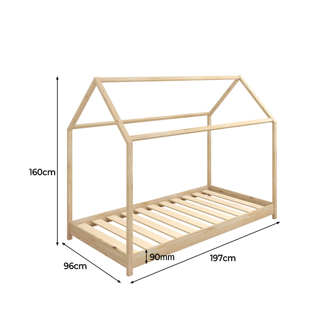 Levede Bed Frame Single Wooden Timber Nature Natural-1919892911663747074