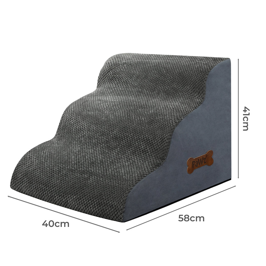 Pawz 3 Steps Pet Stairs Dog Ramp High Density Foam Grey-1954802479782825985