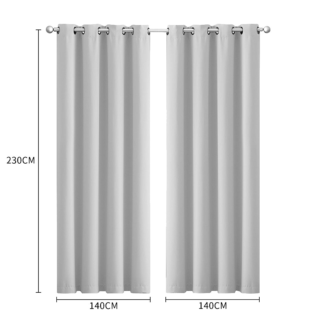 2x Blockout Curtains Panels 3 Layers Grey-1910113268668698626