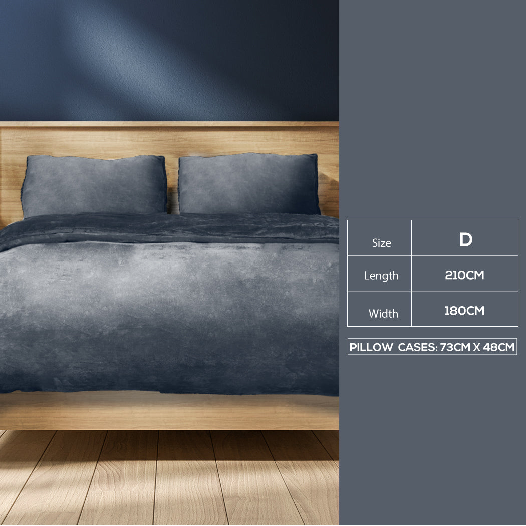 Bed Quilt Cover Bedding set Flannel Dark Grey Double-1910113192500137986
