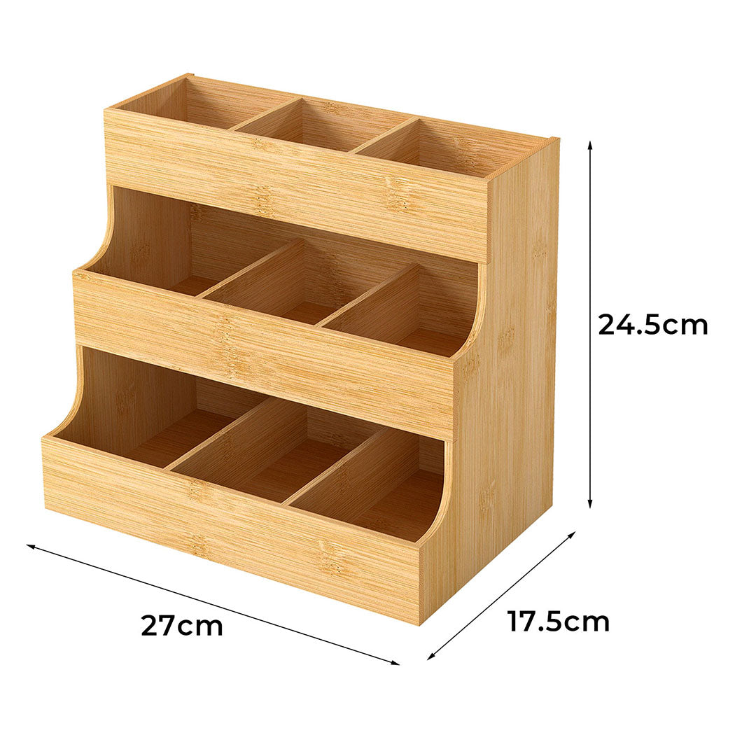 Toque Vertical Bamboo Tea Organizer Holds 180 Tea Bags-1973193601324290050